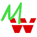 The original Mikeware M and W letters taken from the stylized Mikeware text with a freeform M and straight W.